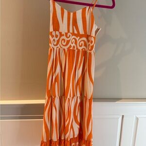 Aqua Girl Vibrant Orange and Cream dress -NWT